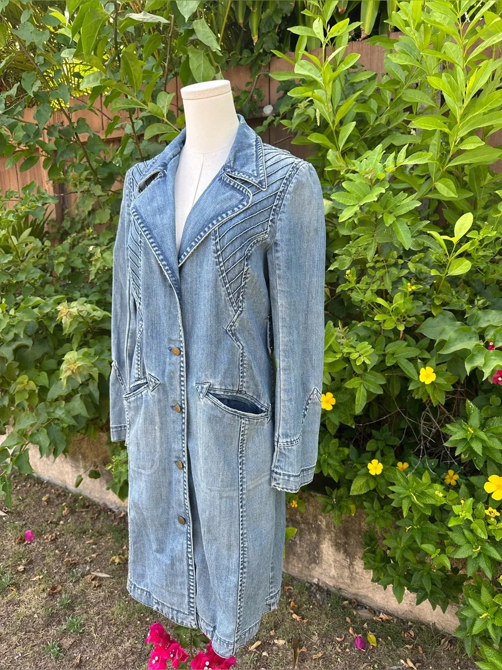 Vintage y2k Marc Jacobs Denim Trench Coat Size L